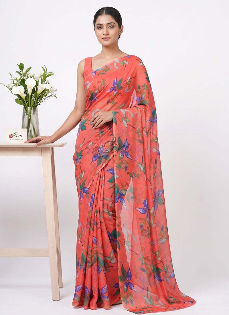 Latest Light Weight Garden Vareli Nara Chiffon Saree