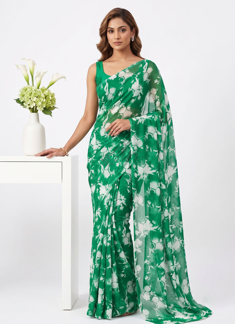Latest Light Weight Garden Vareli Nara Chiffon Saree