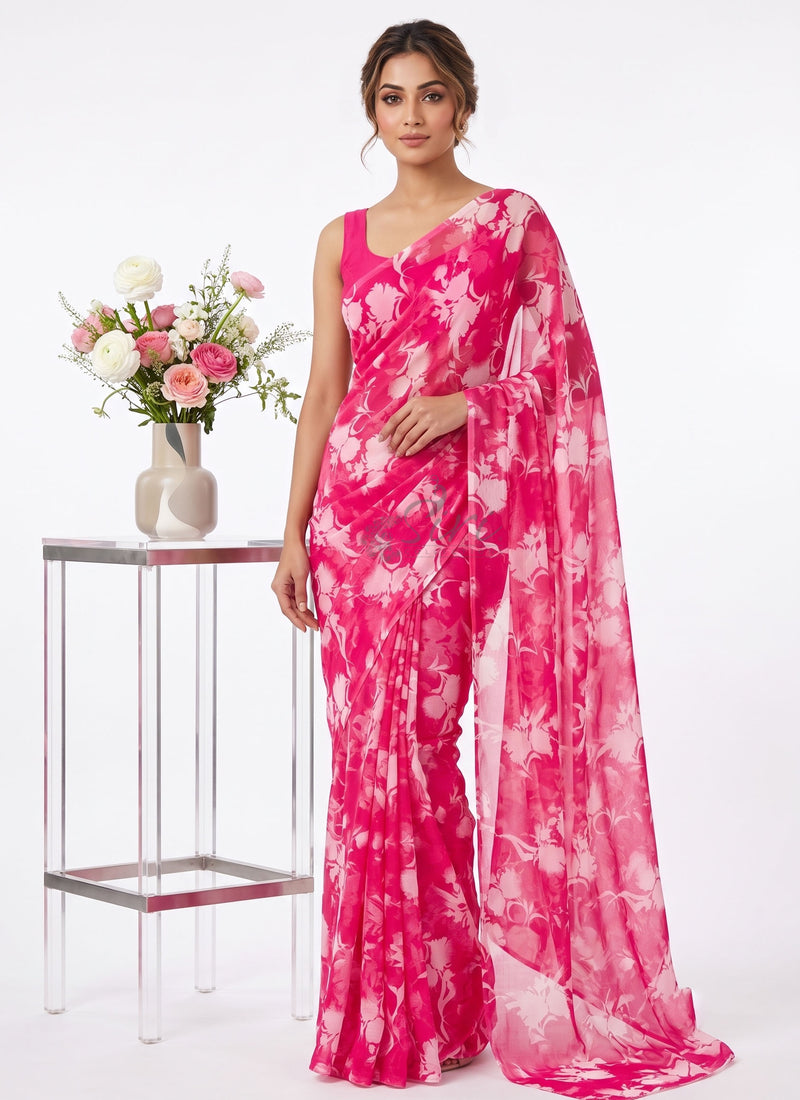 Latest Light Weight Garden Vareli Nara Chiffon Saree