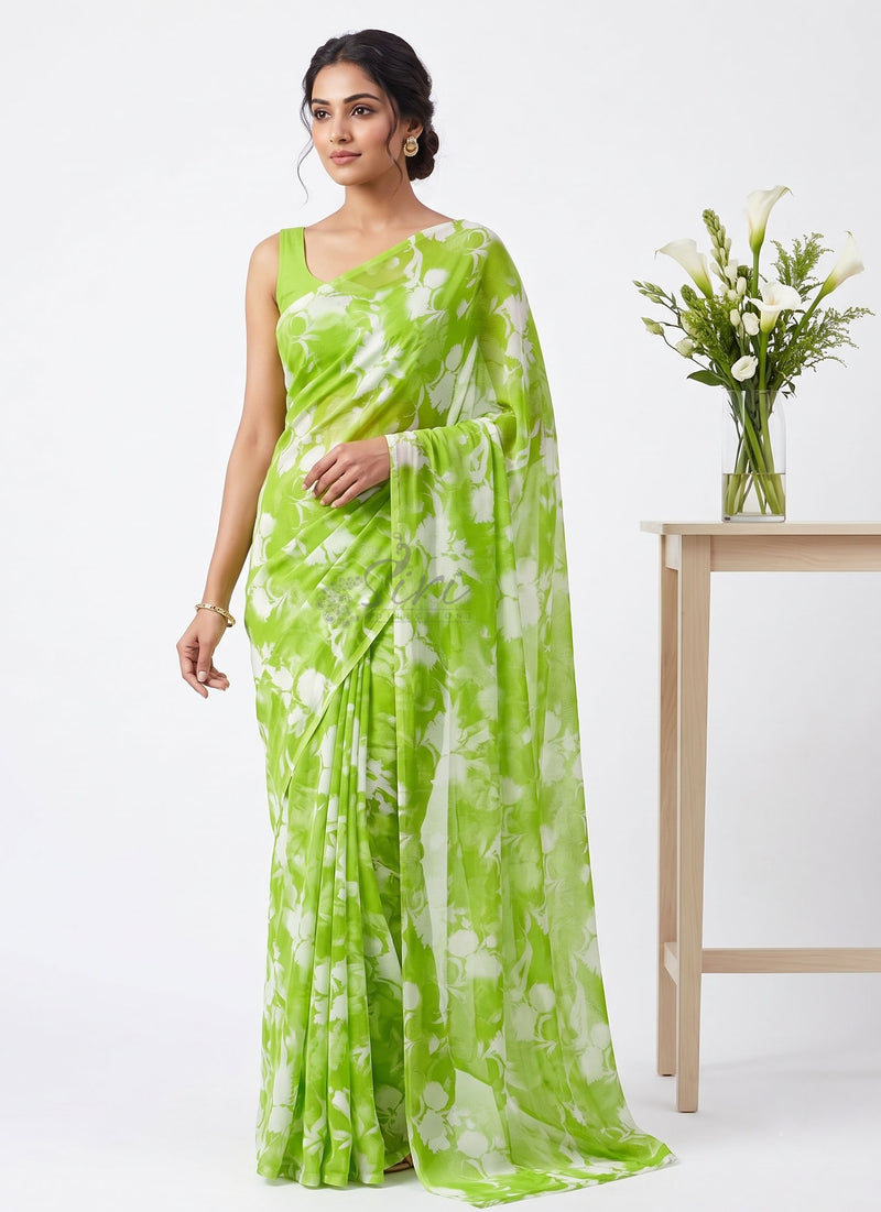 Latest Light Weight Garden Vareli Nara Chiffon Saree