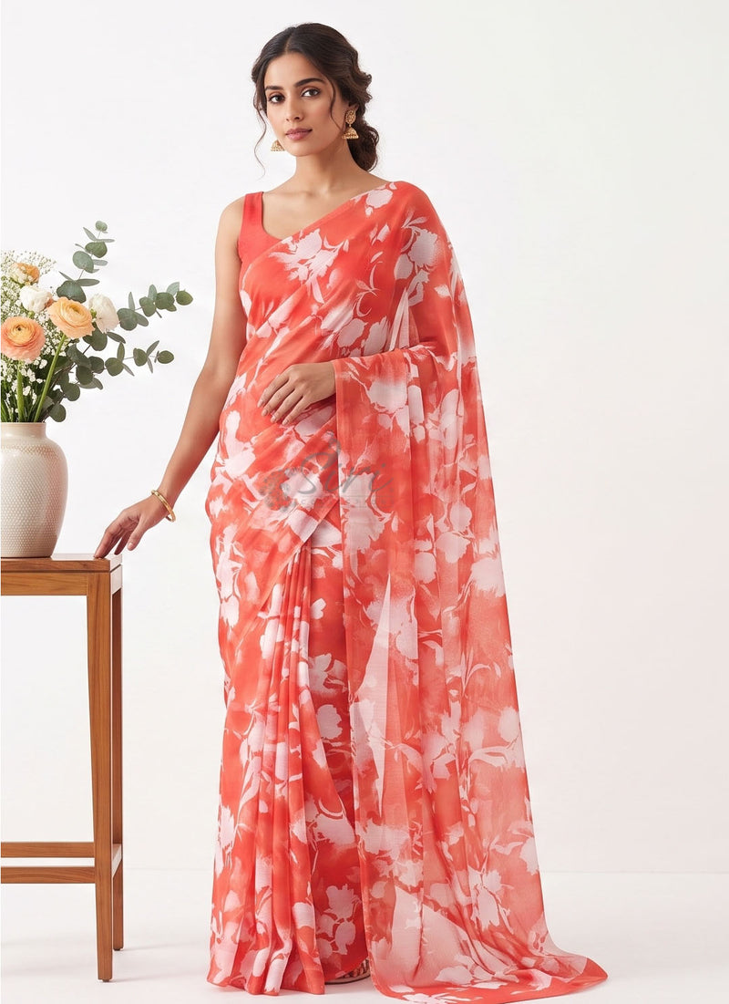 Latest Light Weight Garden Vareli Nara Chiffon Saree