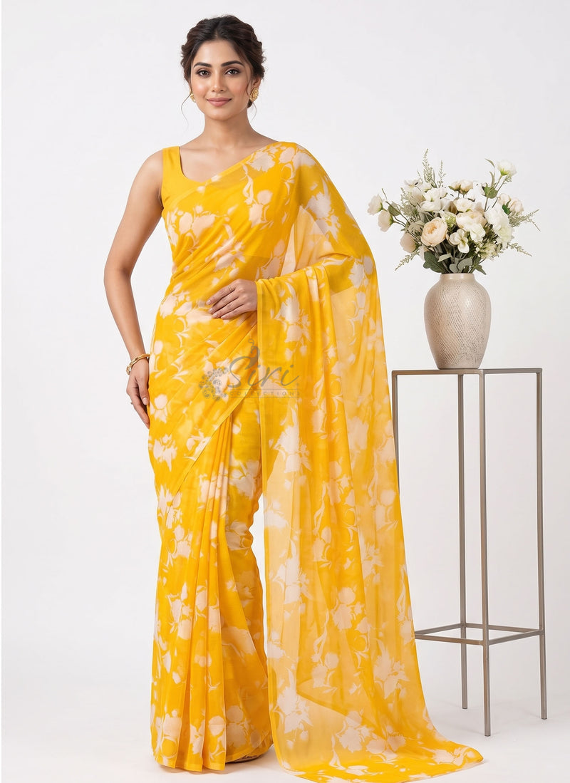 Latest Light Weight Garden Vareli Nara Chiffon Saree