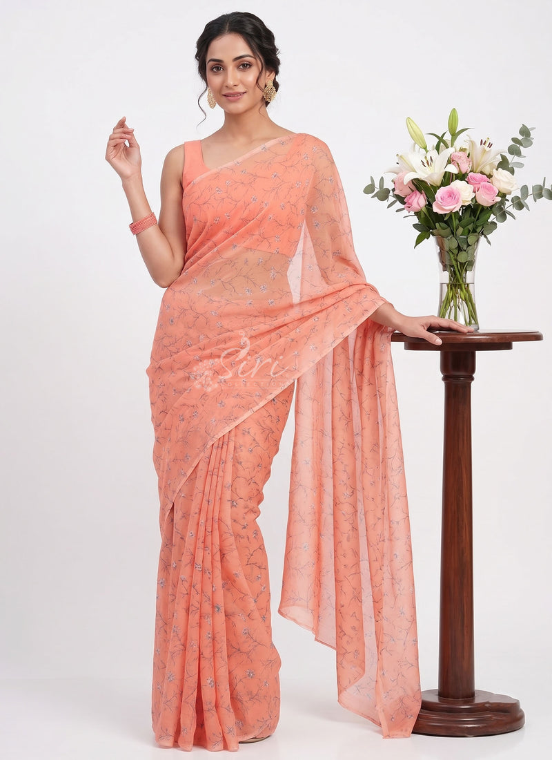Latest Light Weight Garden Vareli Nara Chiffon Saree