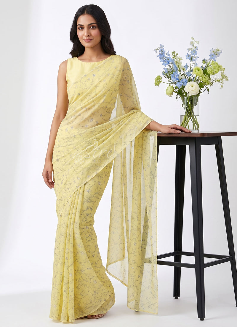 Latest Light Weight Garden Vareli Nara Chiffon Saree