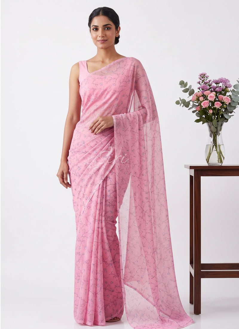 Latest Light Weight Garden Vareli Nara Chiffon Saree