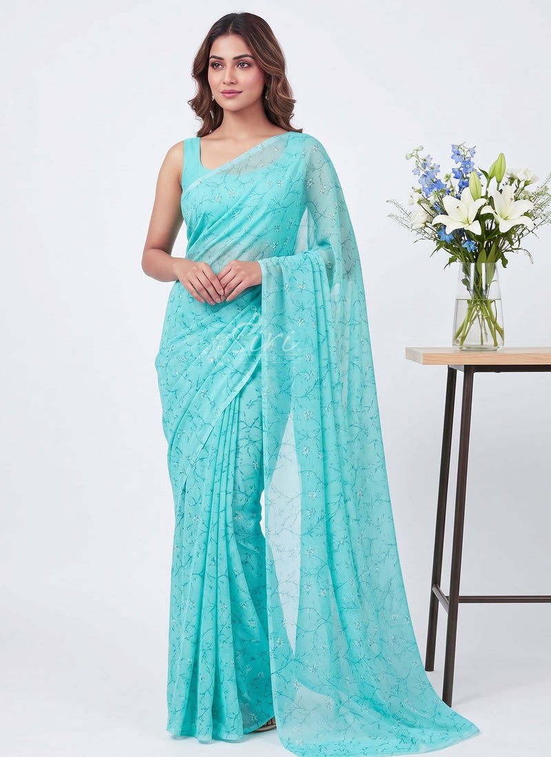 Latest Light Weight Garden Vareli Nara Chiffon Saree