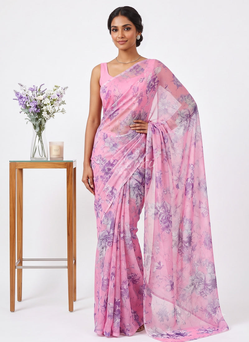 Latest Light Weight Garden Vareli Nara Chiffon Saree