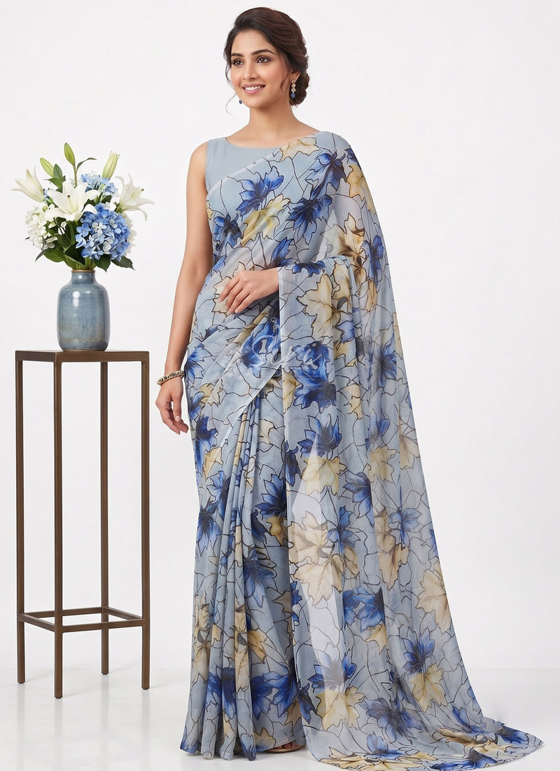 Latest Light Weight Garden Vareli Nara Chiffon Saree
