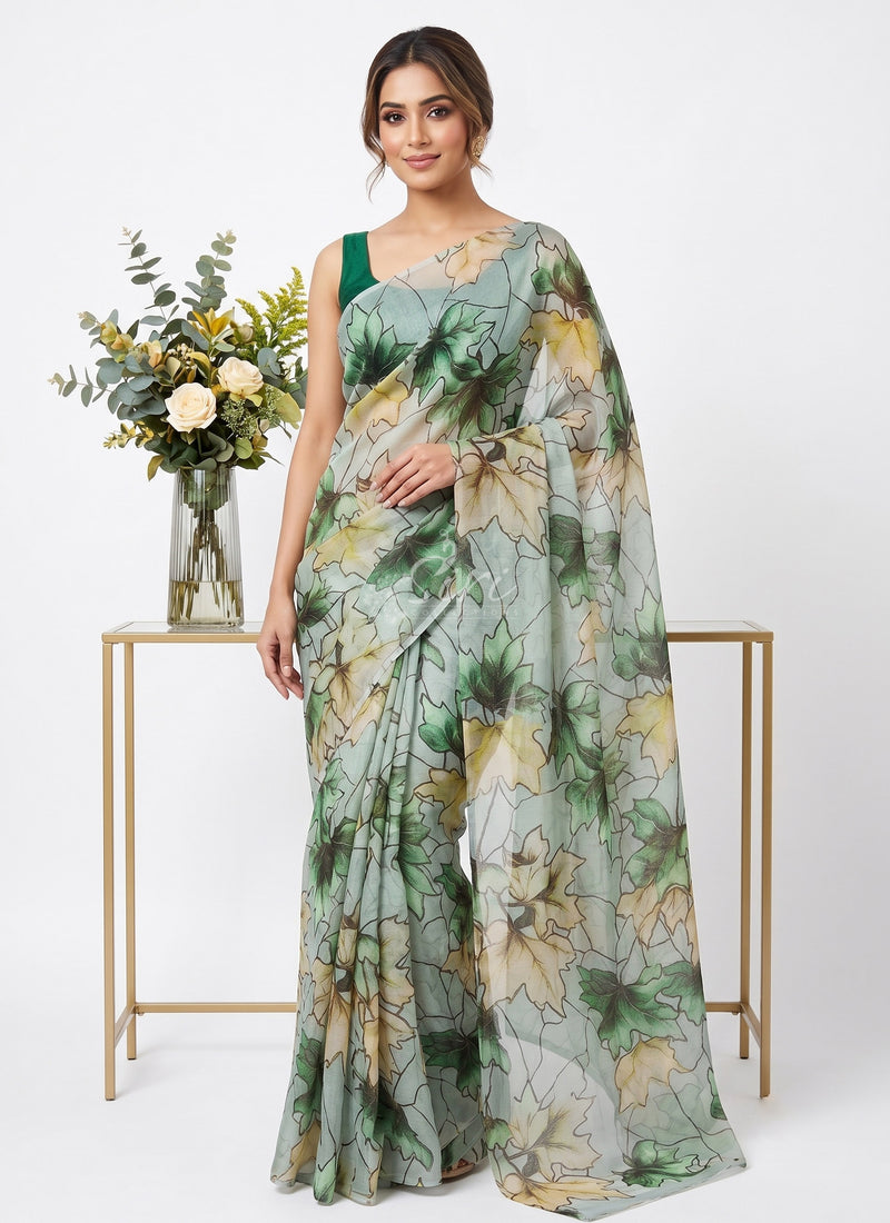 Latest Light Weight Garden Vareli Nara Chiffon Saree