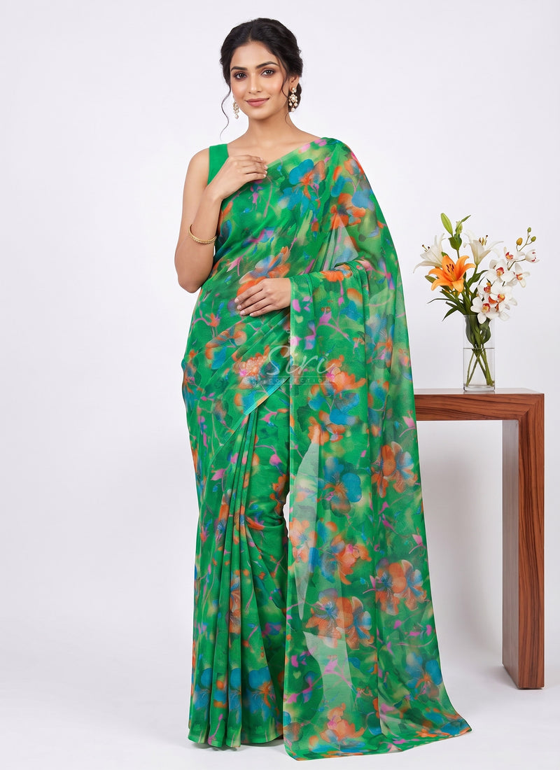Latest Light Weight Garden Vareli Nara Chiffon Saree