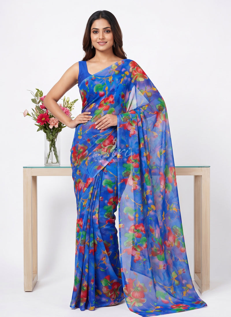 Latest Light Weight Garden Vareli Nara Chiffon Saree
