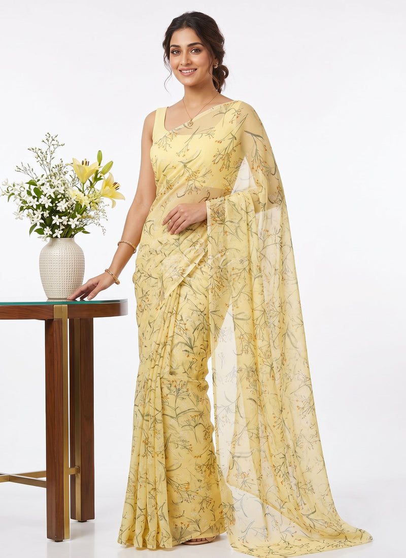 Latest Light Weight Garden Vareli Nara Chiffon Saree