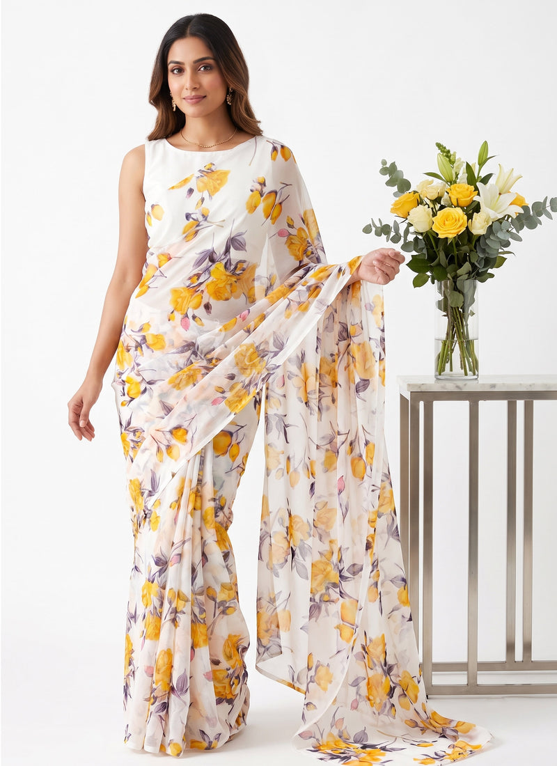 Latest Authentic Garden Vareli Nara Chiffon Saree