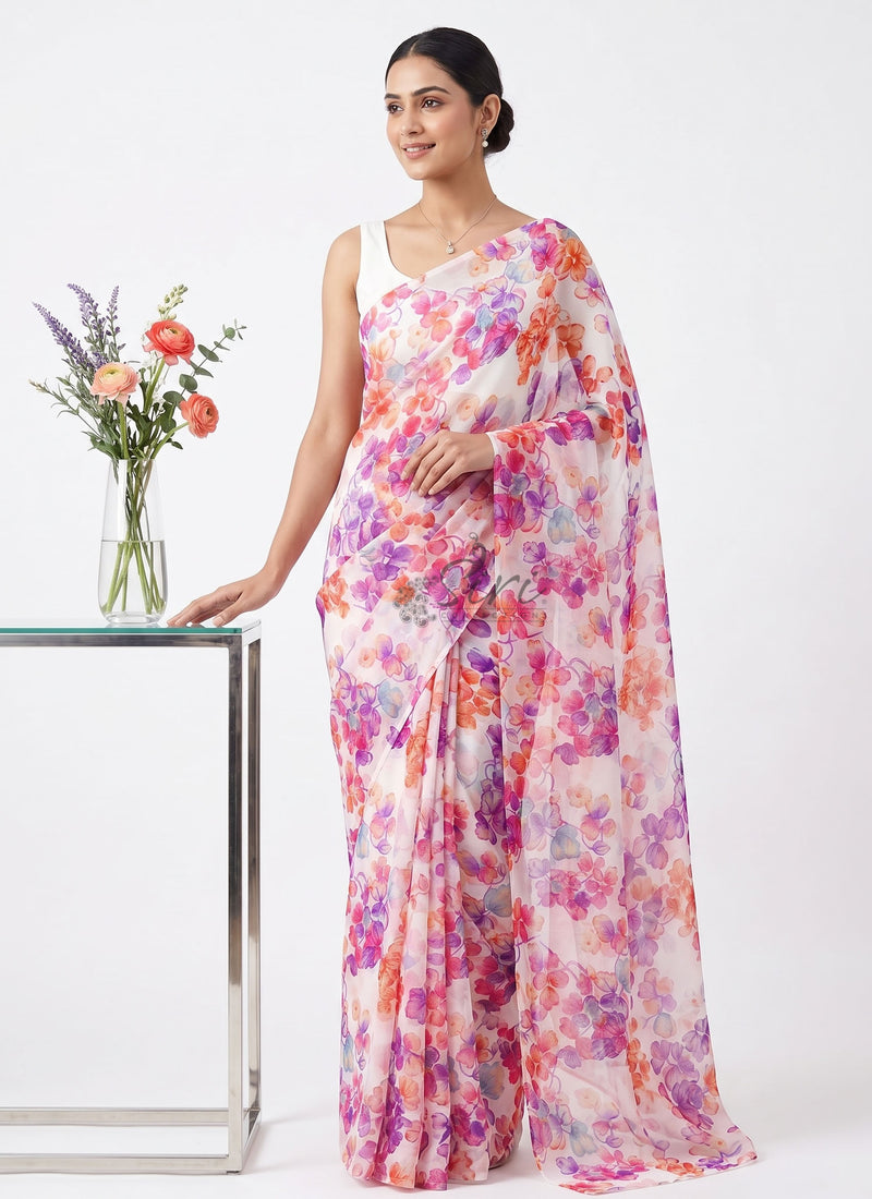 Latest Authentic Garden Vareli Nara Chiffon Saree