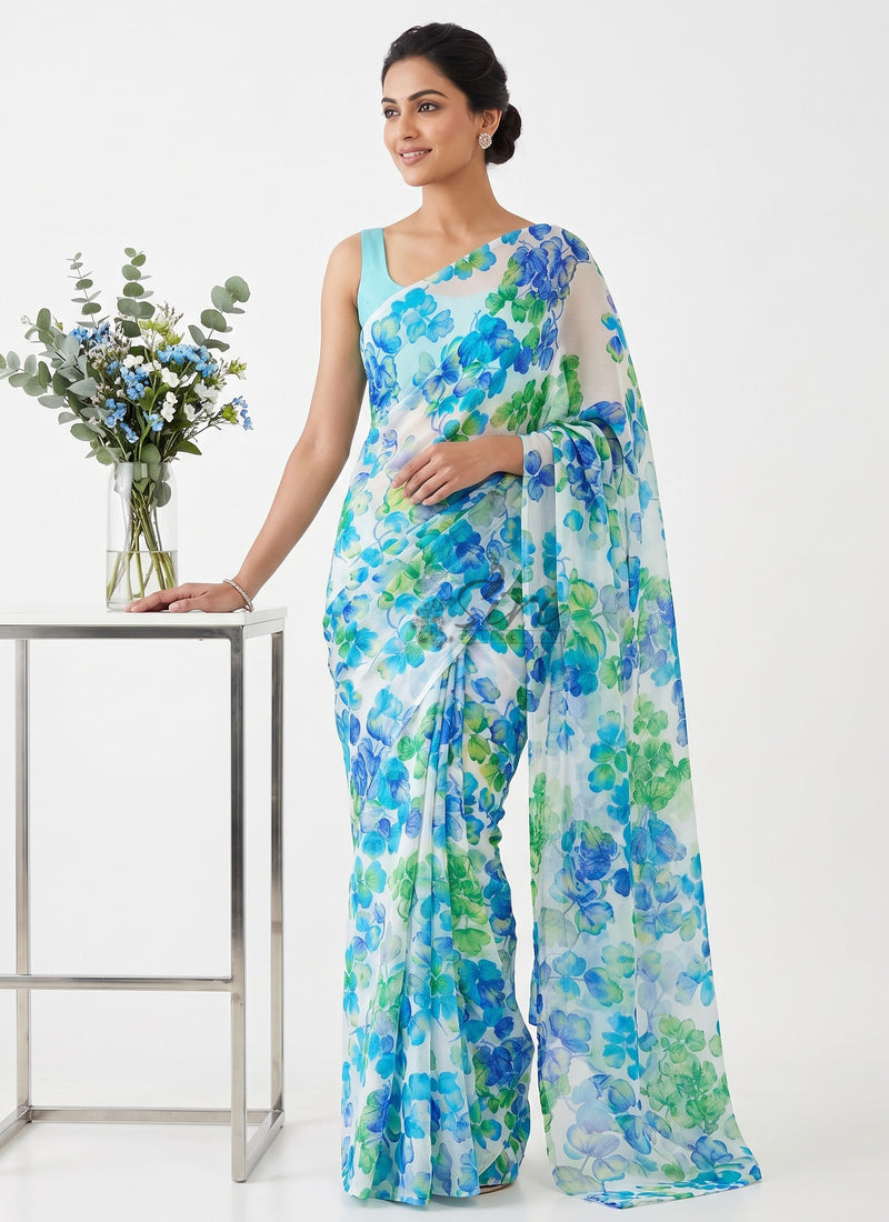 Latest Authentic Garden Vareli Nara Chiffon Saree