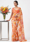 Latest Authentic Garden Vareli Nara Chiffon Saree