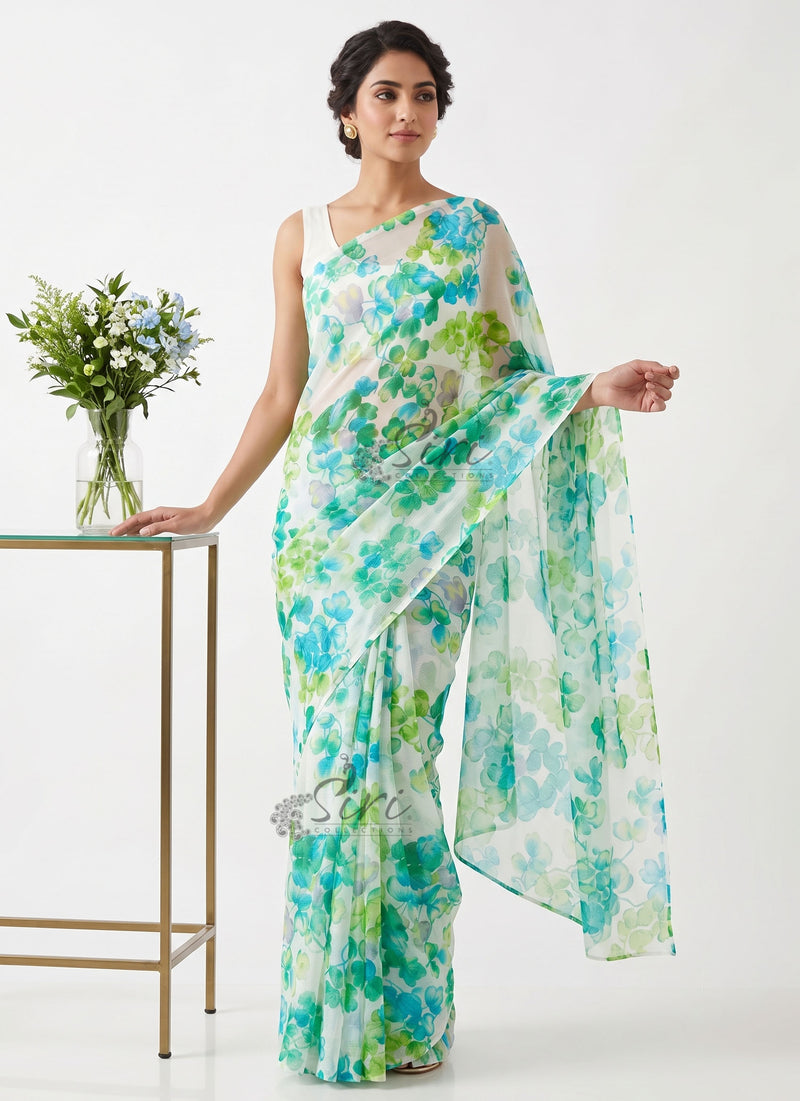 Latest Authentic Garden Vareli Nara Chiffon Saree