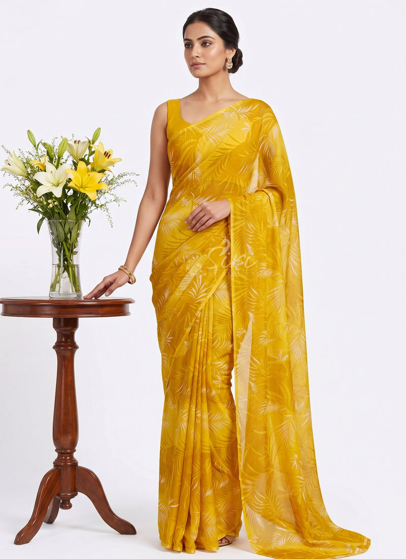 Latest Authentic Garden Vareli Nara Chiffon Saree