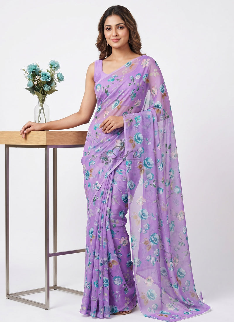 Latest Authentic Garden Vareli Nara Chiffon Saree