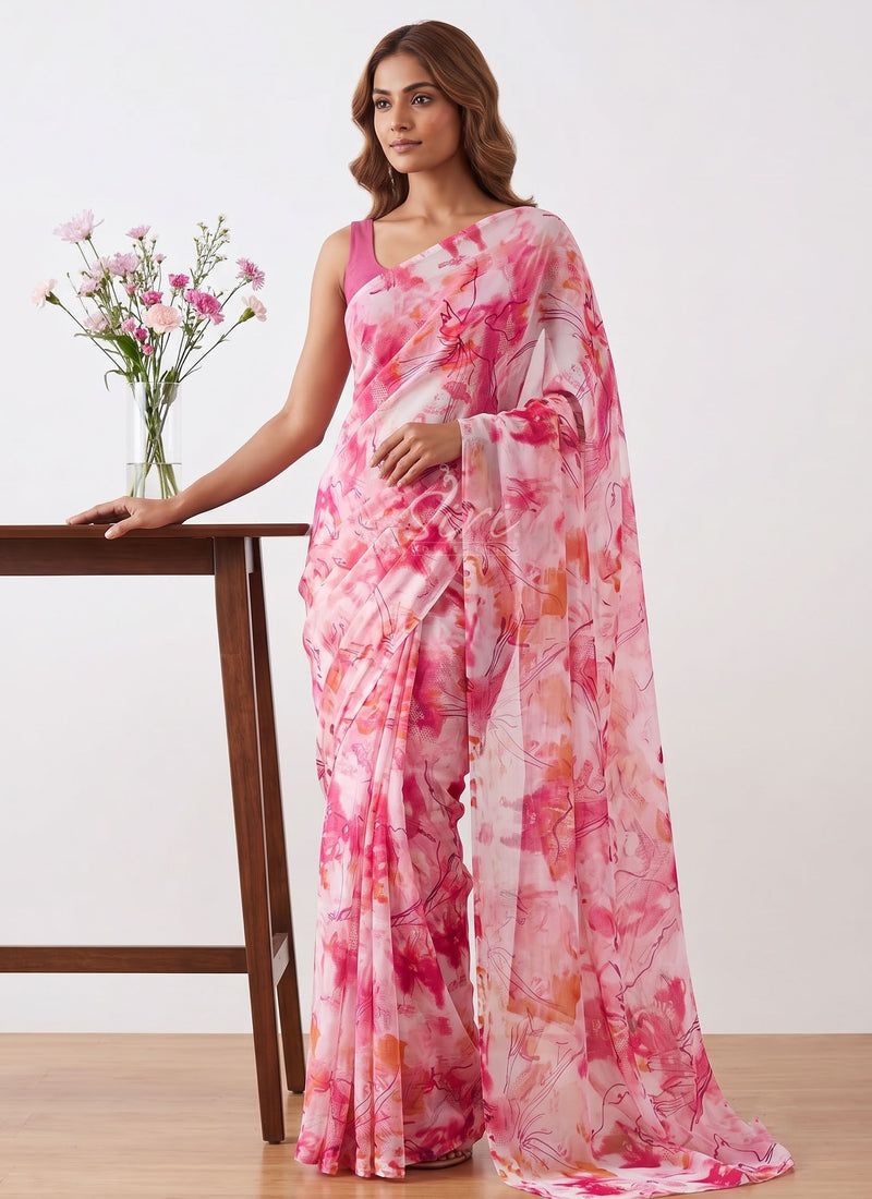 Latest Authentic Garden Vareli Nara Chiffon Saree