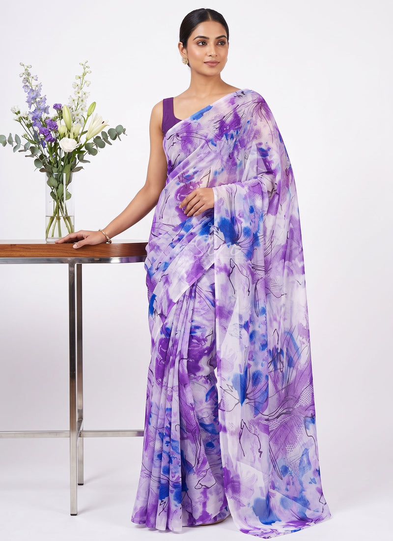 Latest Authentic Garden Vareli Nara Chiffon Saree