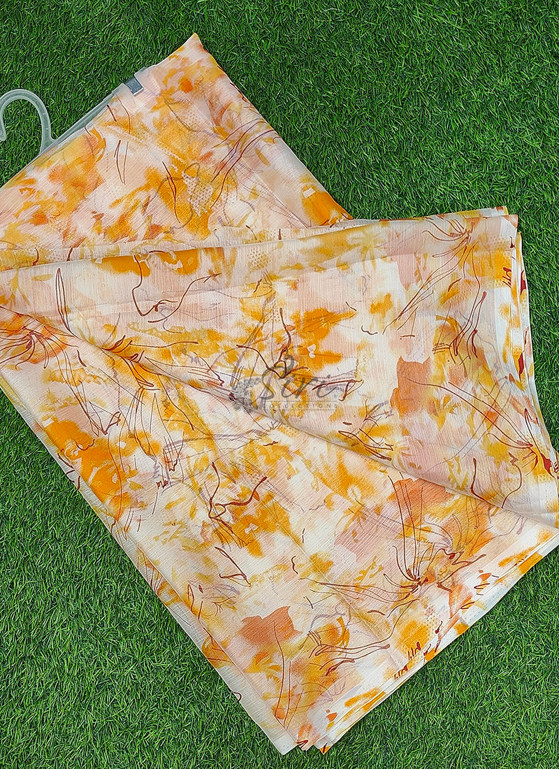 Latest Authentic Garden Vareli Nara Chiffon Saree