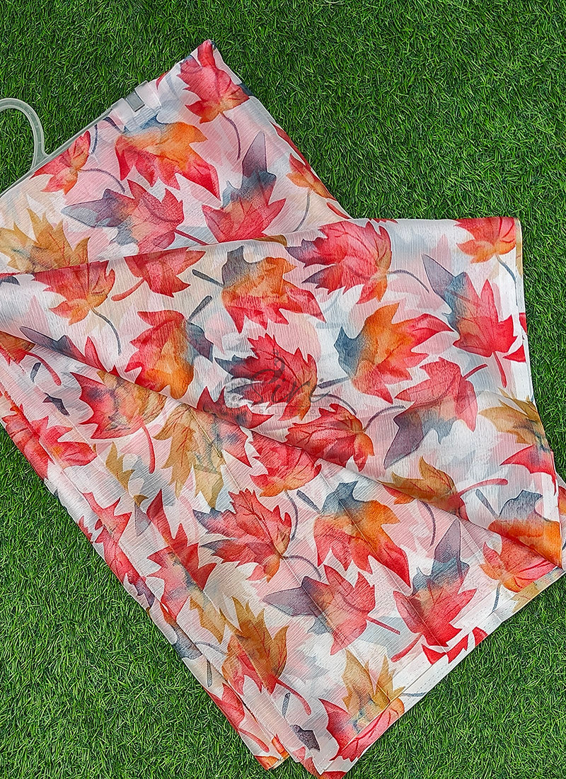 Latest Authentic Garden Vareli Nara Chiffon Saree