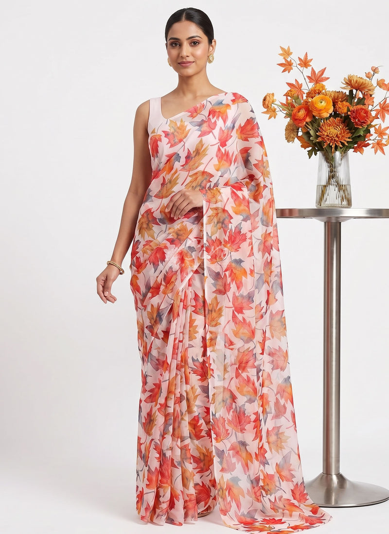 Latest Authentic Garden Vareli Nara Chiffon Saree