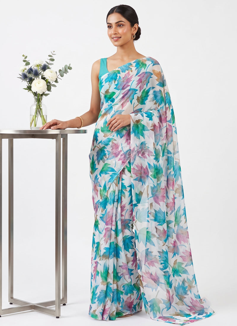 Latest Authentic Garden Vareli Nara Chiffon Saree