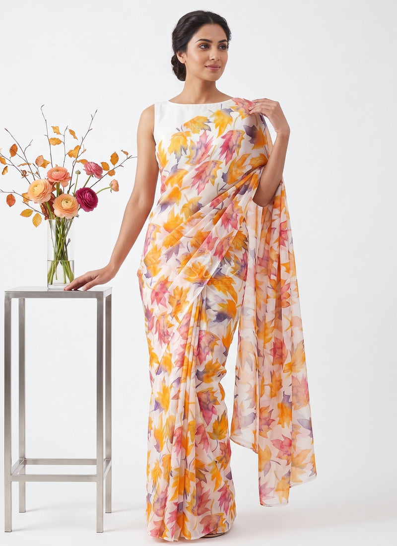 Latest Authentic Garden Vareli Nara Chiffon Saree