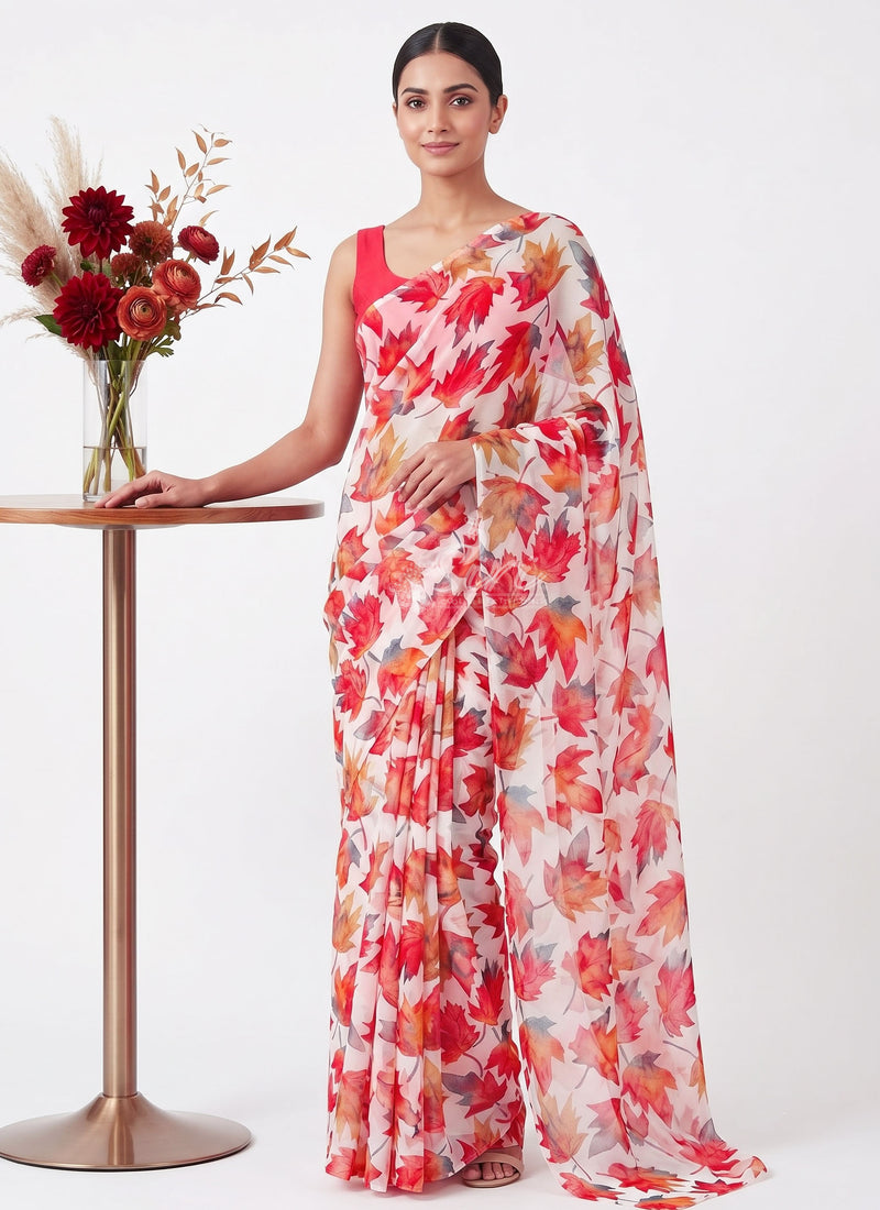 Latest Authentic Garden Vareli Nara Chiffon Saree