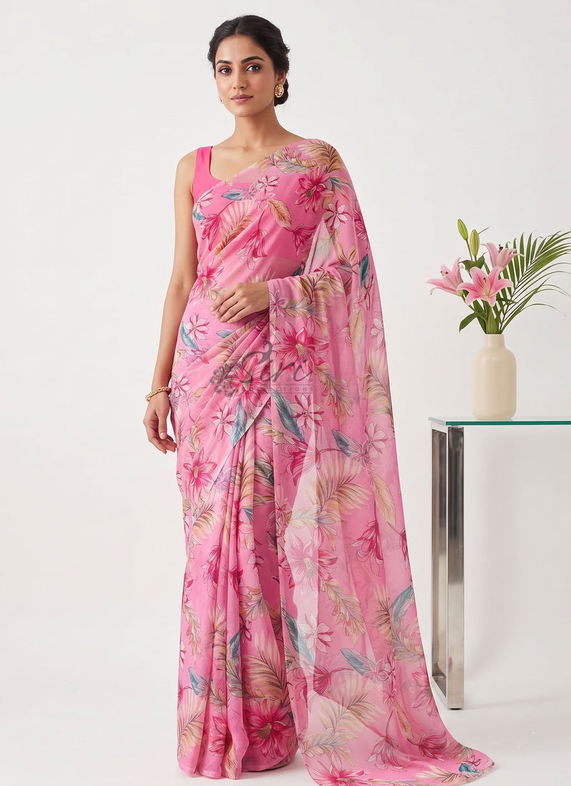 Latest Authentic Garden Vareli Nara Chiffon Saree