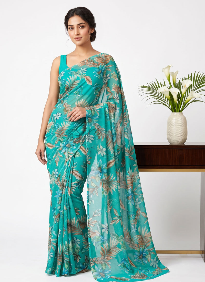 Latest Authentic Garden Vareli Nara Chiffon Saree