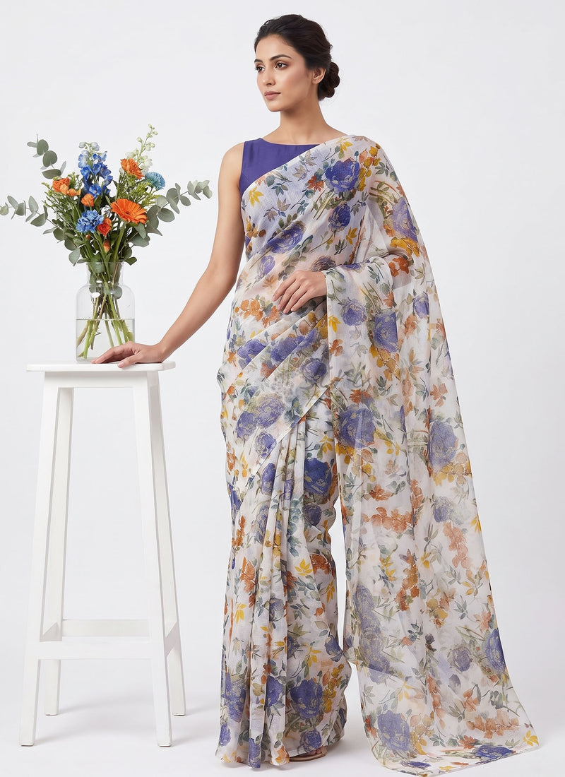 Latest Authentic Garden Vareli Nara Chiffon Saree