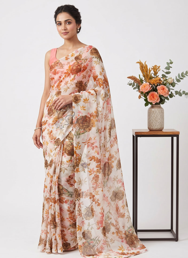 Latest Authentic Garden Vareli Nara Chiffon Saree
