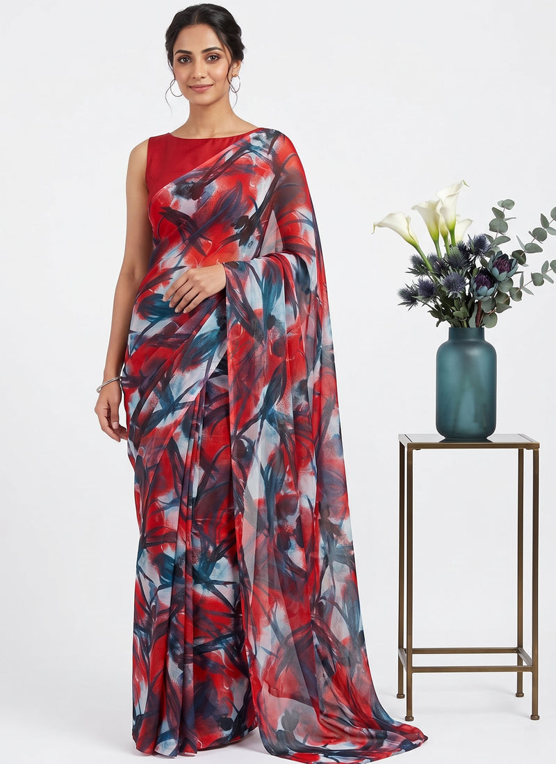 Latest Beautiful Garden Vareli Nara Chiffon Saree