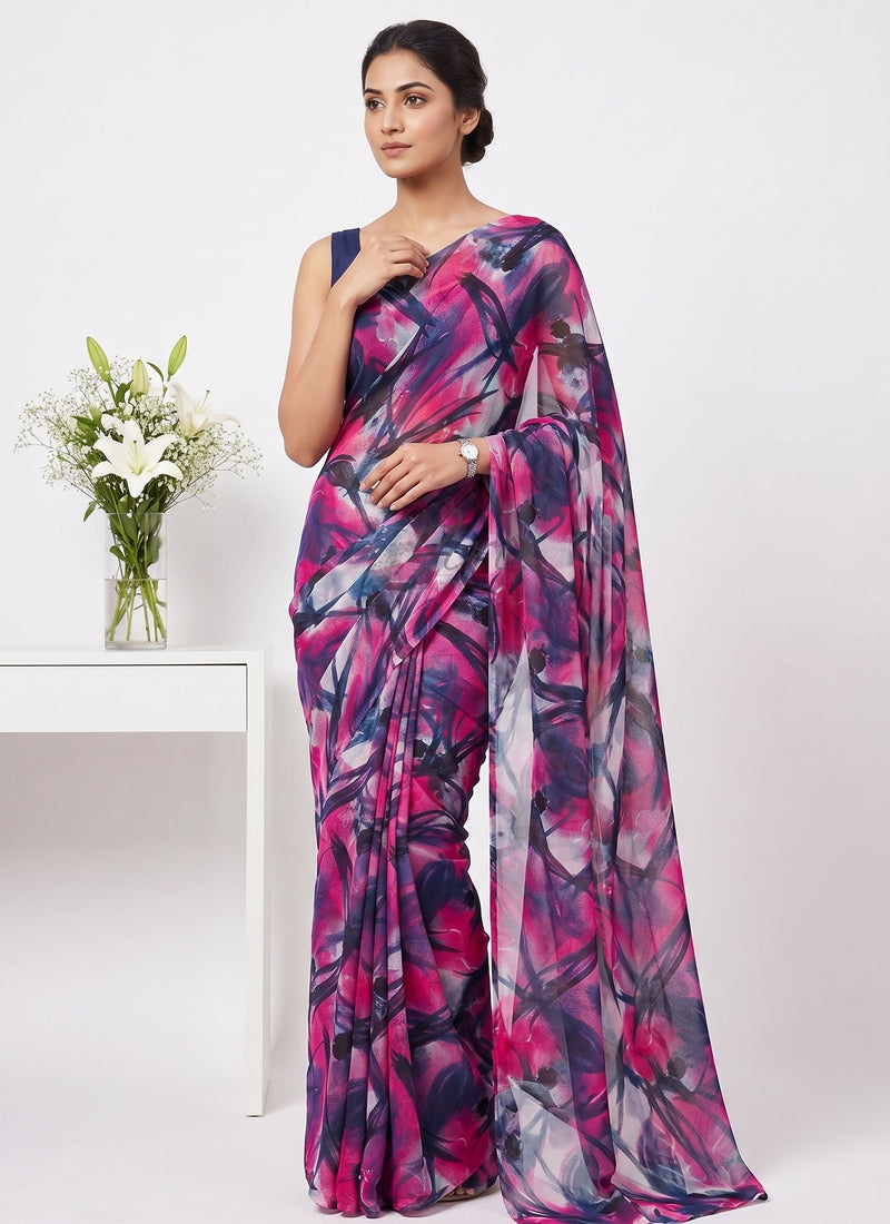 Latest Beautiful Garden Vareli Nara Chiffon Saree