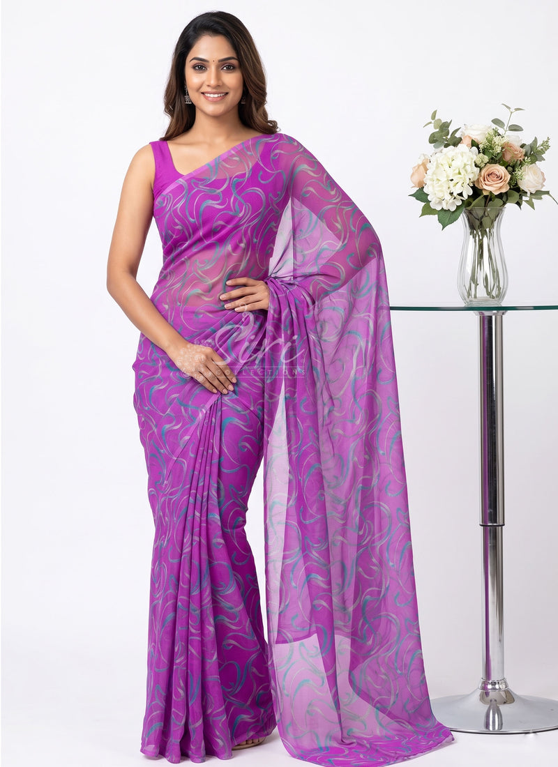 Latest Beautiful Garden Vareli Nara Chiffon Saree