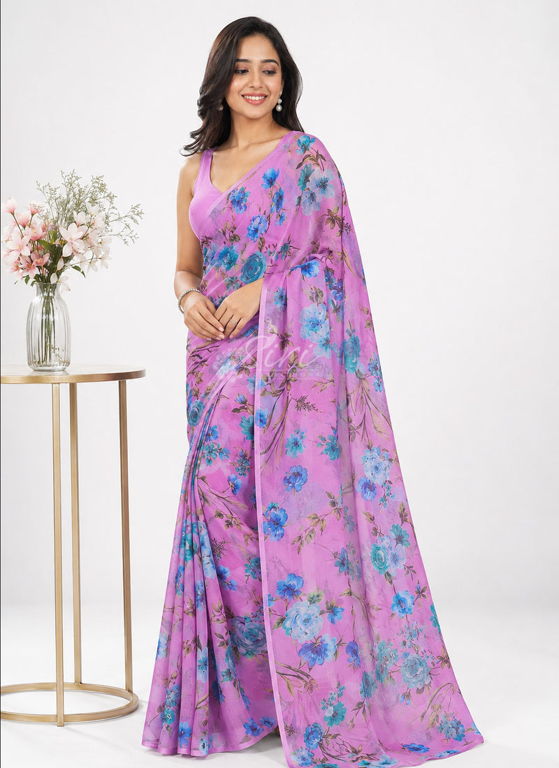 Latest Beautiful Garden Vareli Nara Chiffon Saree without Blouse