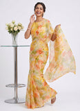 Latest Beautiful Garden Vareli Nara Chiffon Saree without Blouse