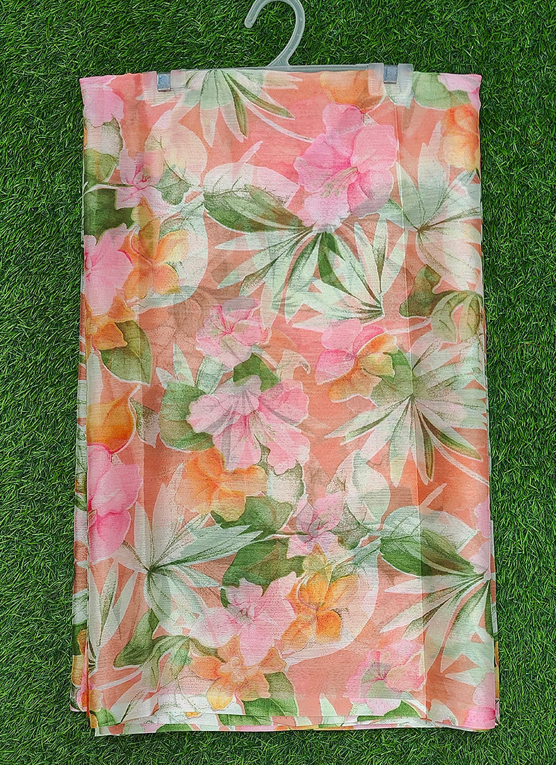 Latest Beautiful Garden Vareli Nara Chiffon Saree without Blouse