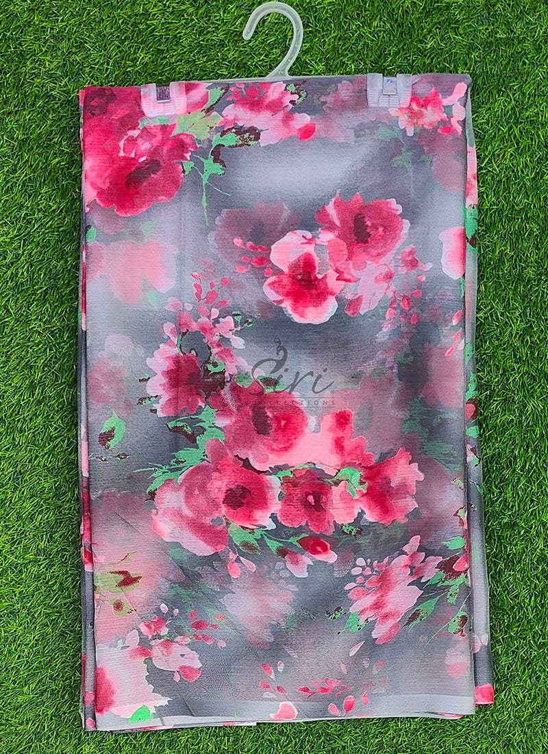 Latest Beautiful Garden Vareli Nara Chiffon Saree without Blouse