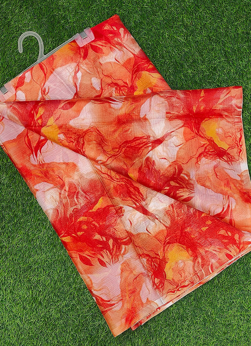 Latest Beautiful Garden Vareli Nara Chiffon Saree without Blouse