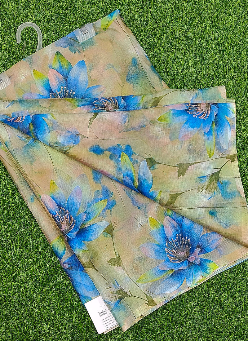 Latest Beautiful Garden Vareli Nara Chiffon Saree without Blouse