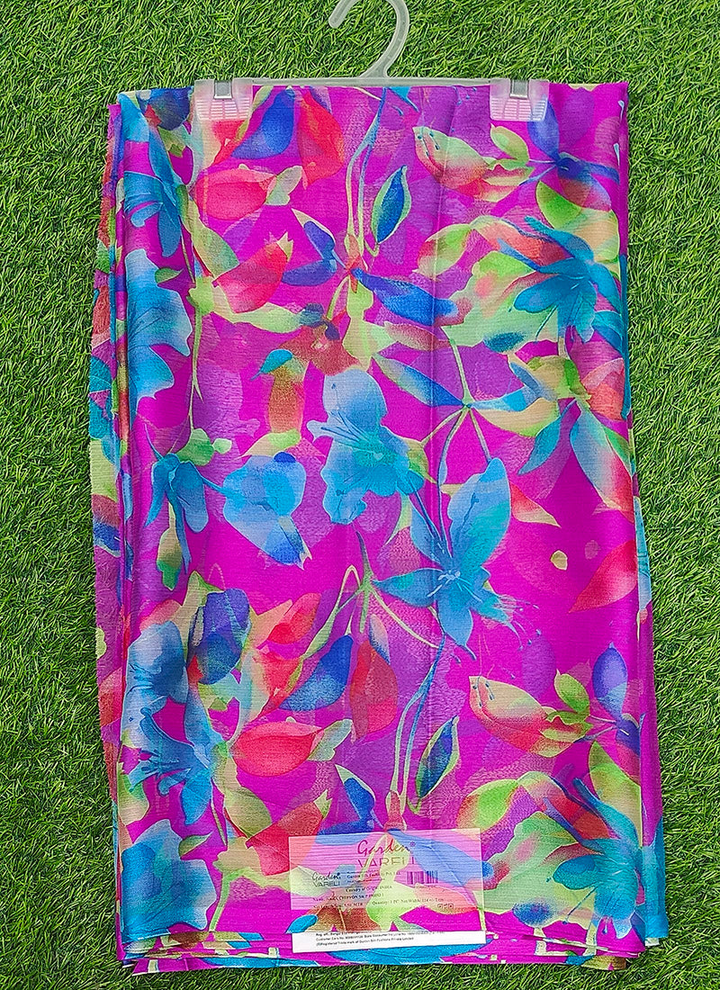 Latest Beautiful Garden Vareli Nara Chiffon Saree without Blouse