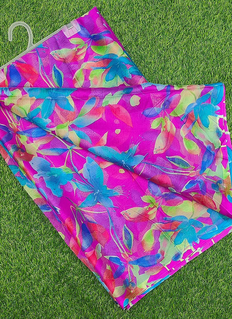 Latest Beautiful Garden Vareli Nara Chiffon Saree without Blouse