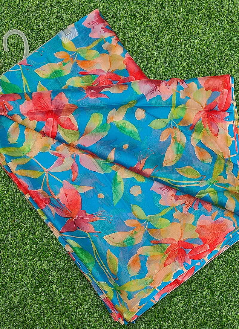 Latest Beautiful Garden Vareli Nara Chiffon Saree without Blouse