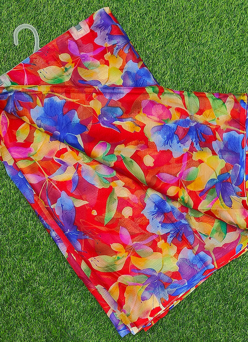 Latest Beautiful Garden Vareli Nara Chiffon Saree without Blouse