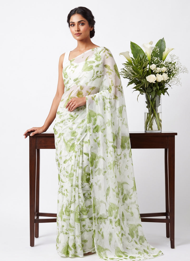 Latest Beautiful Garden Vareli Nara Chiffon Saree without Blouse