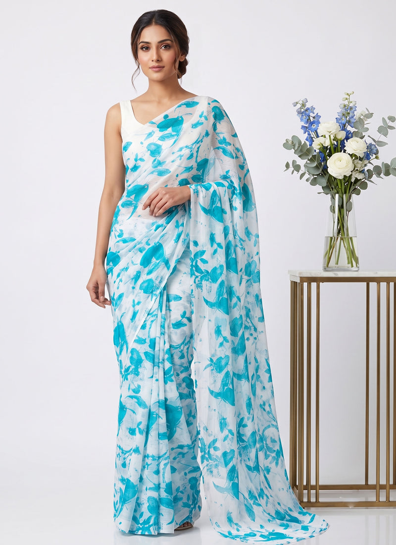 Latest Beautiful Garden Vareli Nara Chiffon Saree without Blouse